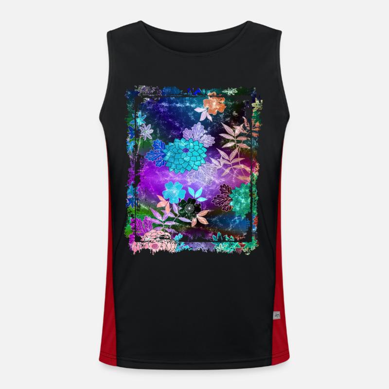 Japanisches Blumenmuster Chrysanthemenkirsche Funktionelles Kontrast-Tank Top für Männer 