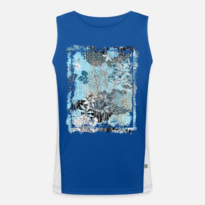 Japanisches Blumenmuster Chrysanthemenkirsche Funktionelles Kontrast-Tank Top für Männer 