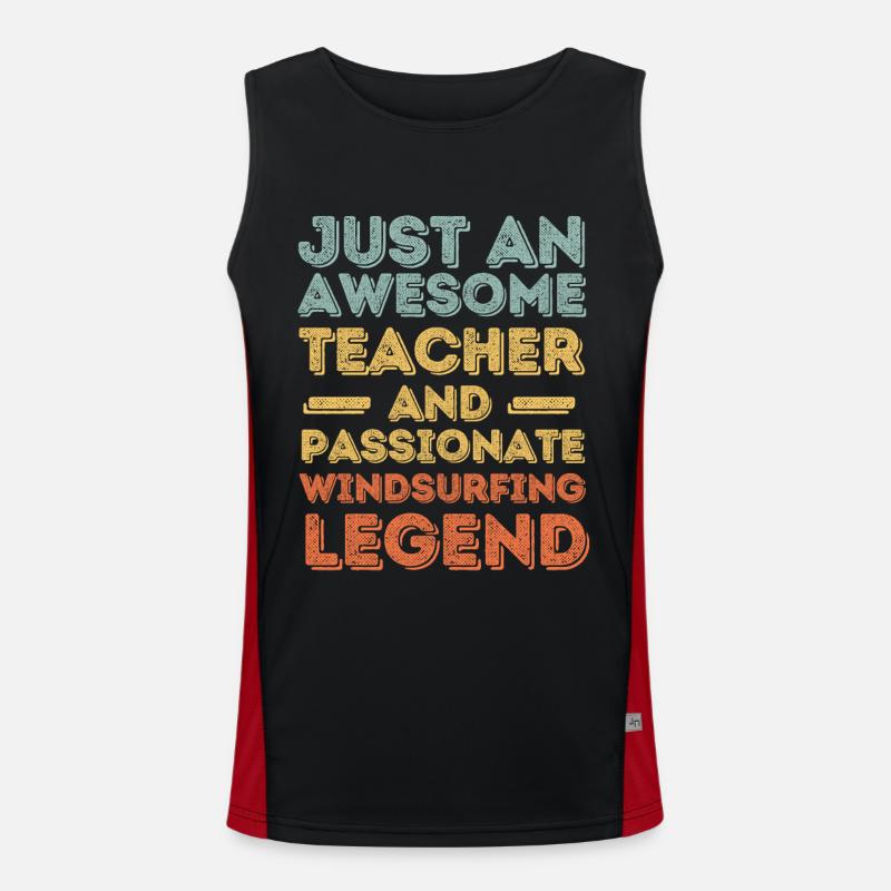 Instructor windsurfing retro - Men's Functional Contrast Tank Top - black/red