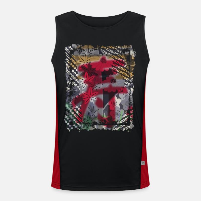 Japanese Floral Pattern Chrysanthemum Cherry Men's Functional Contrast Tank Top 