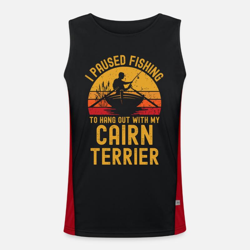 Pêche, pêche et Cairn Terrier Débardeur respirant contrasté Homme 