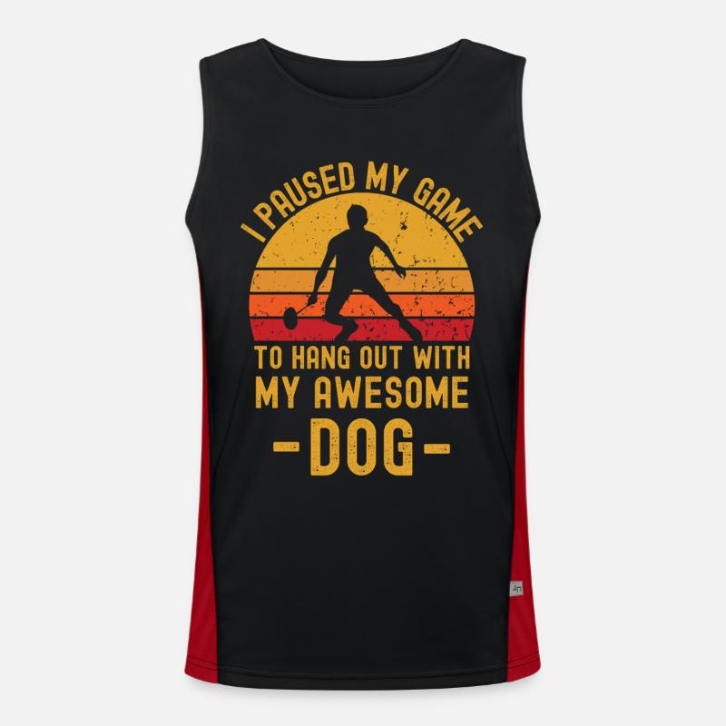 Badminton und Hund Funktionelles Kontrast-Tank Top für Männer 
