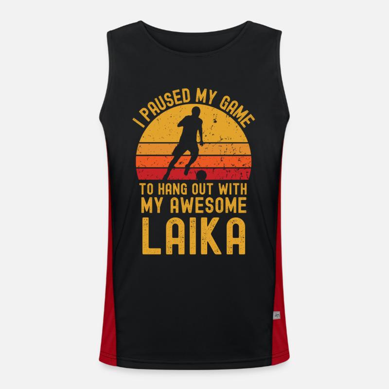 Fußball und Laika Funktionelles Kontrast-Tank Top für Männer 