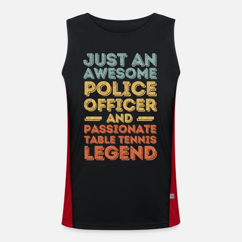 Policeman table tennis retro Men's Functional Contrast Tank Top 