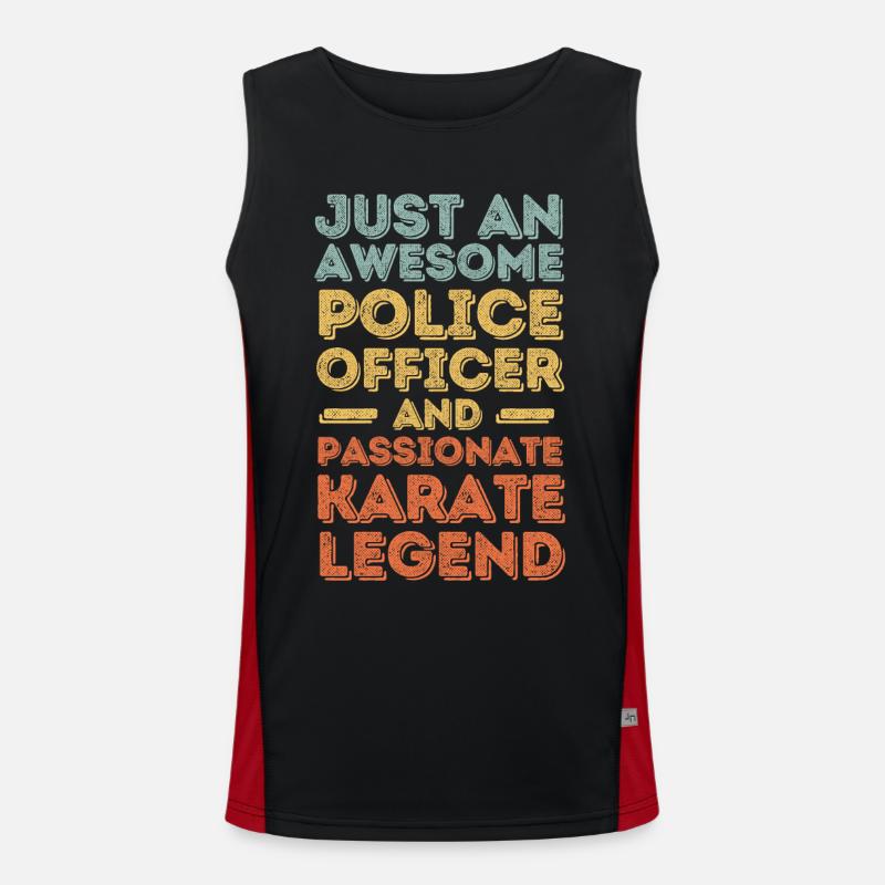 Policeman Karate retro Men's Functional Contrast Tank Top 