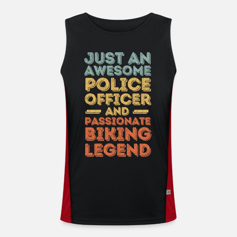 policeman cycling retro Men's Functional Contrast Tank Top 