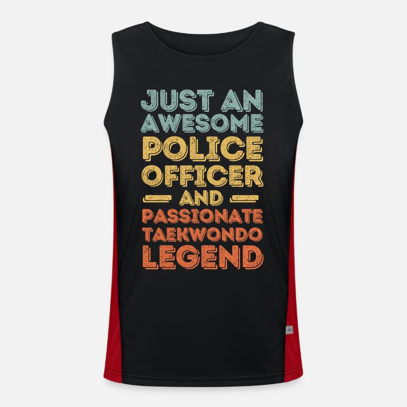 Policeman Taekwondo retro Men's Functional Contrast Tank Top 