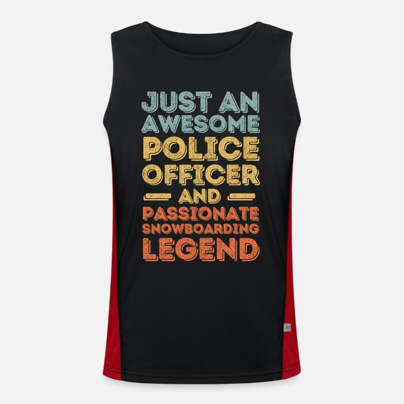 Policeman Snowboarding retro Men's Functional Contrast Tank Top 