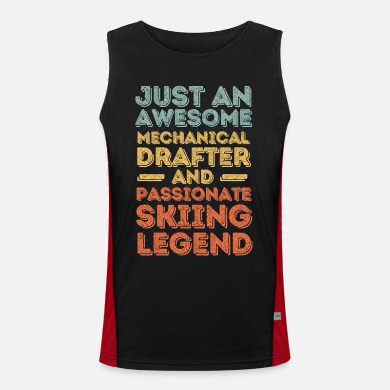 Technischer-Zeichner Ski retro Funktionelles Kontrast-Tank Top für Männer 