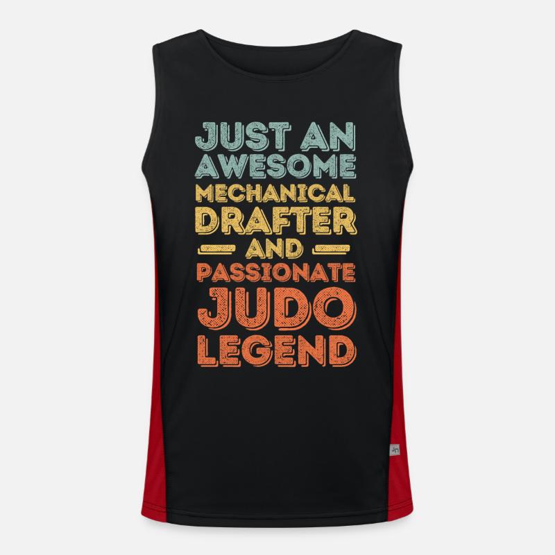 Technischer-Zeichner Judo retro Funktionelles Kontrast-Tank Top für Männer 
