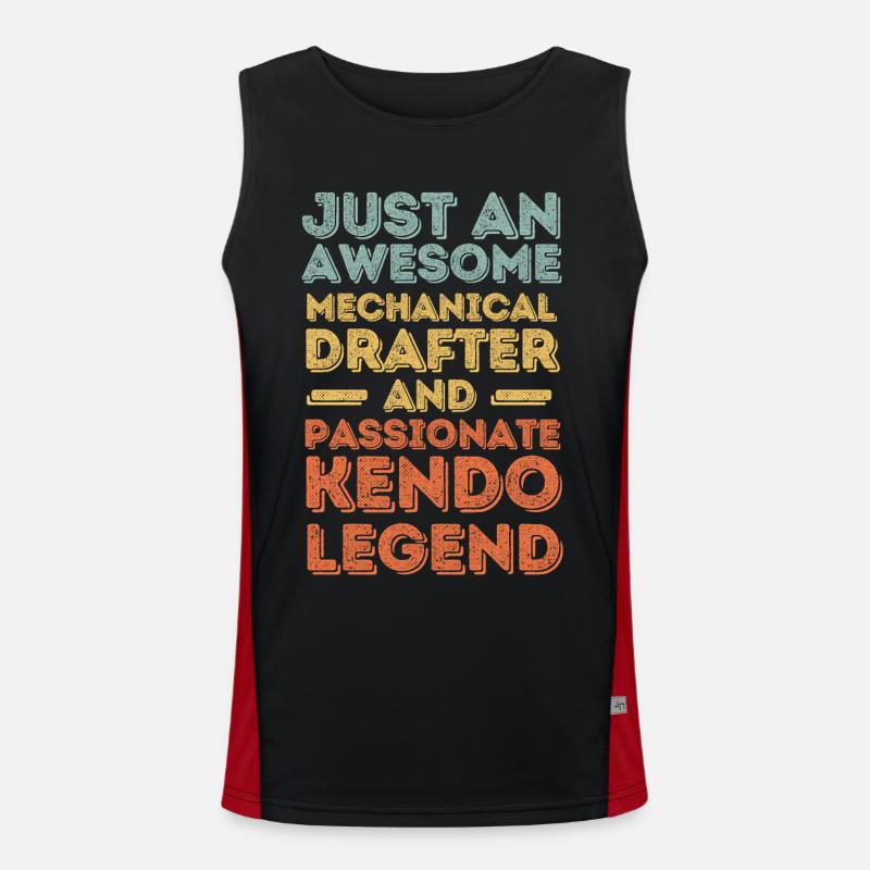 Technical draughtsman Kendo retro Men's Functional Contrast Tank Top 