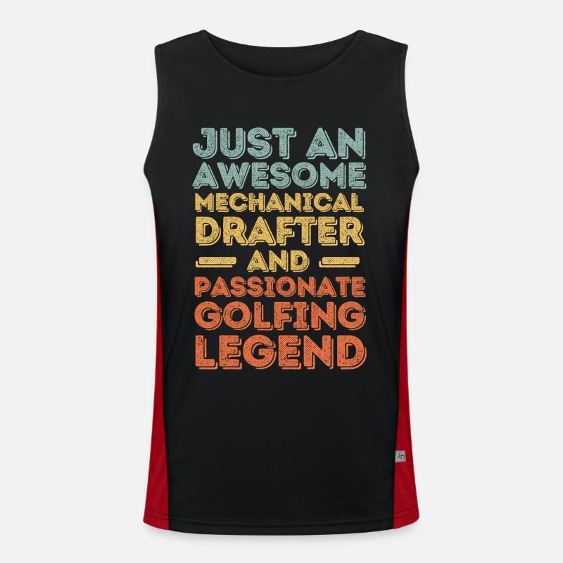 Technischer-Zeichner Golf retro Funktionelles Kontrast-Tank Top für Männer 