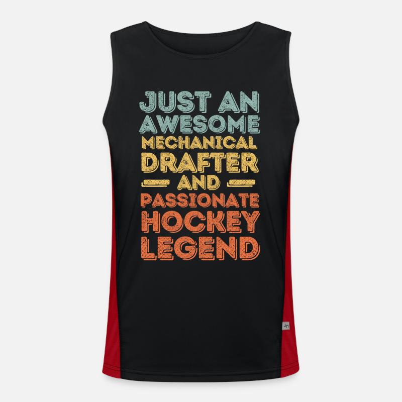 Technischer-Zeichner Hockey retro Funktionelles Kontrast-Tank Top für Männer 