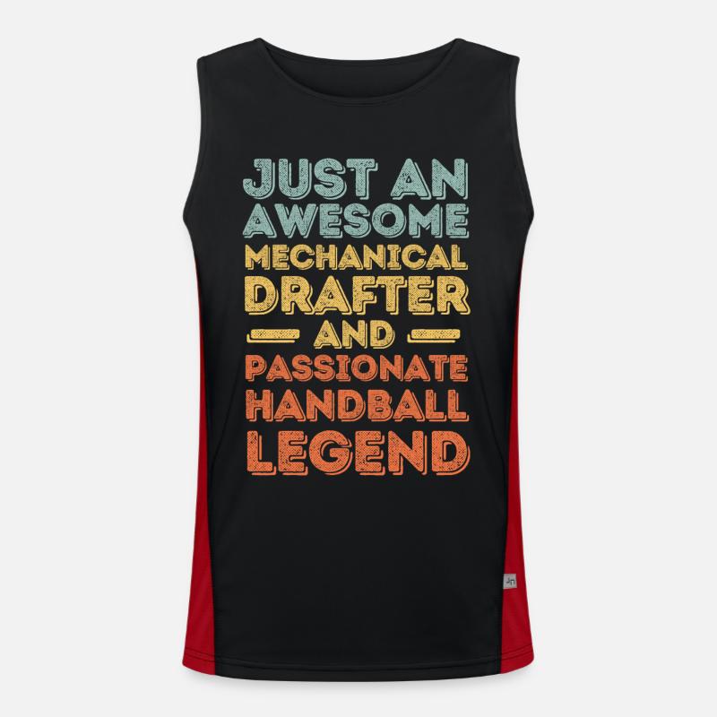 Technischer-Zeichner Handball retro Funktionelles Kontrast-Tank Top für Männer 