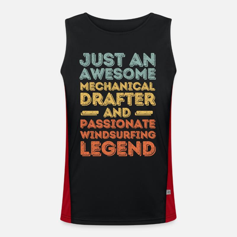 Technical draughtsman windsurfing retro Men's Functional Contrast Tank Top 