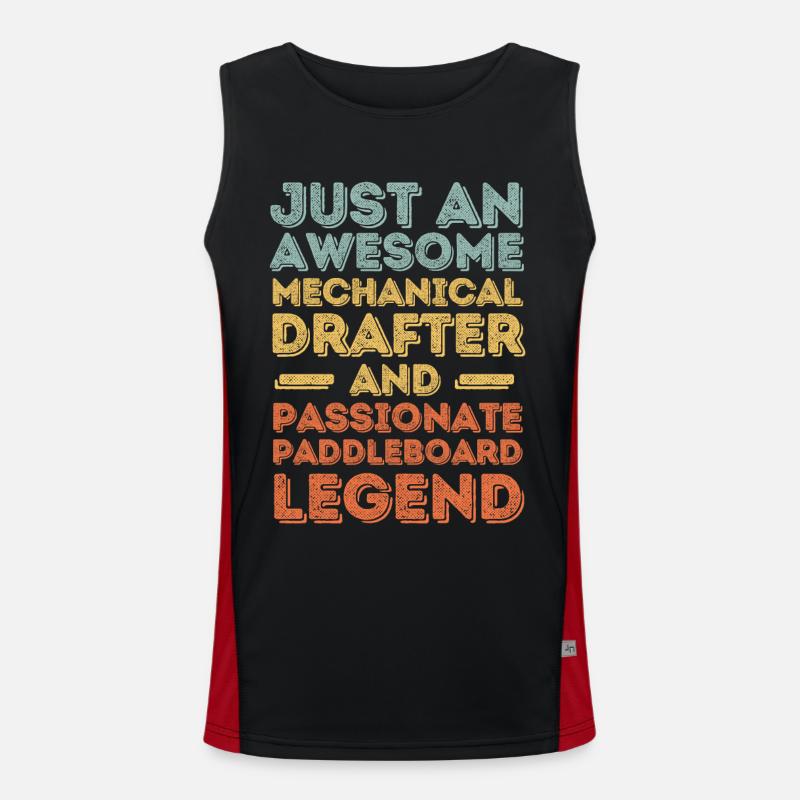Technical draughtsman paddleboard retro - Men's Functional Contrast Tank Top  - black/red