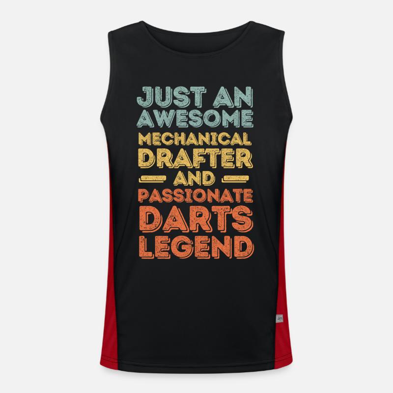 Technischer-Zeichner Darts retro Funktionelles Kontrast-Tank Top für Männer 