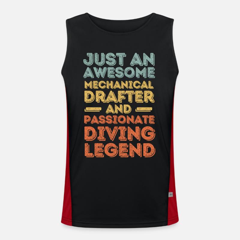 Dessinateur technique plongée rétro Débardeur respirant contrasté Homme 