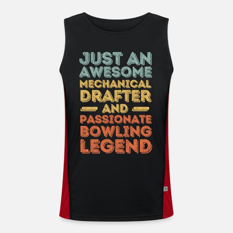 Technical draughtsman bowling retro Men's Functional Contrast Tank Top 