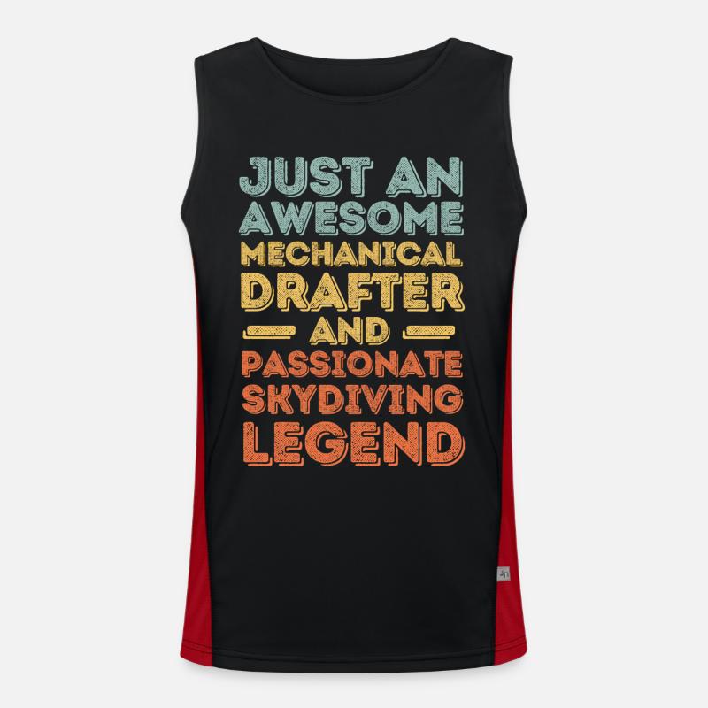 Technischer-Zeichner Fallschirmspringen retro Funktionelles Kontrast-Tank Top für Männer 