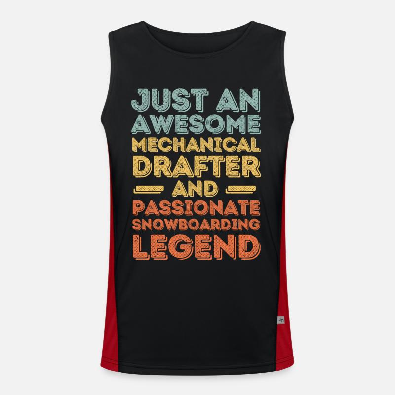 Technical draughtsman snowboard retro Men's Functional Contrast Tank Top 