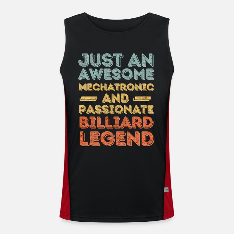 Mechatronics Engineer Billiards retro - Men's Functional Contrast Tank Top  - black/red