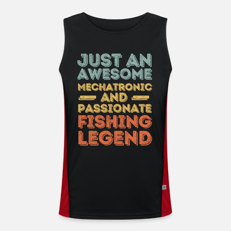 Mechatronics technician fishing retro Men's Functional Contrast Tank Top 