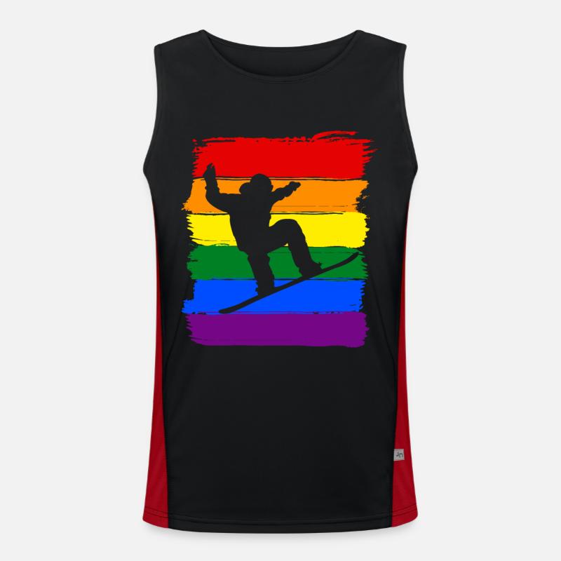 Snowboarden LGBT Pride Funktionelles Kontrast-Tank Top für Männer 