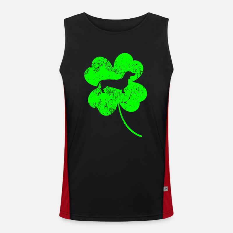 Teckel Saint-Patrick jour Trèfle Débardeur respirant contrasté Homme 