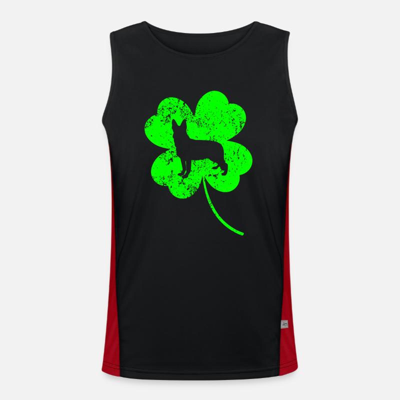 German-shepherd St.Patrick's day Shamrock - Men's Functional Contrast Tank Top  - black/red