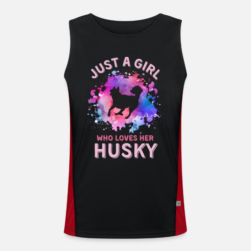 Nur ein Mädchen, das ihren Husky liebt Funktionelles Kontrast-Tank Top für Männer 