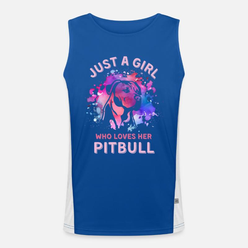 Nur ein Mädchen, das ihren Pitbull liebt Funktionelles Kontrast-Tank Top für Männer 