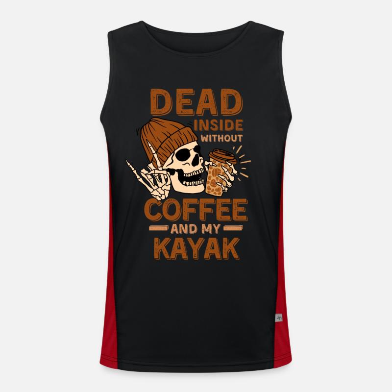 Coffee Kayaking skeleton Men's Functional Contrast Tank Top 