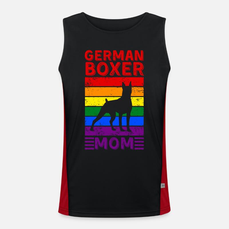 Drapeau arc-en-ciel LGBTQ de la boxeuse allemande Débardeur respirant contrasté Homme 