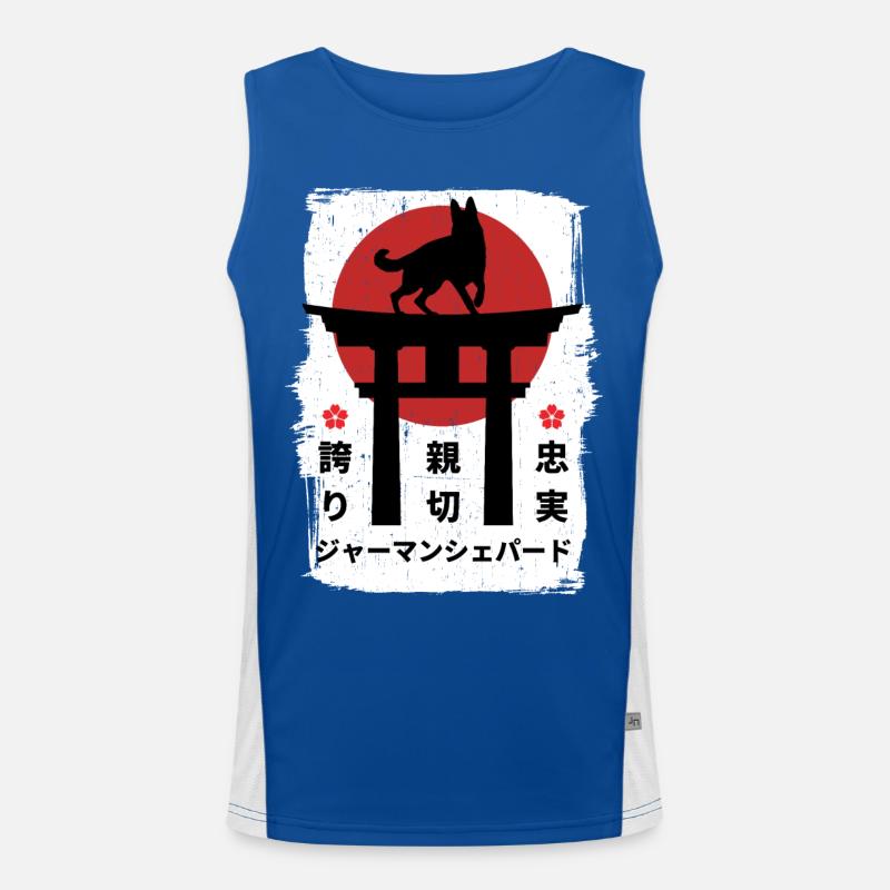 Deutscher Schäferhund Japan-Kanji Funktionelles Kontrast-Tank Top für Männer 