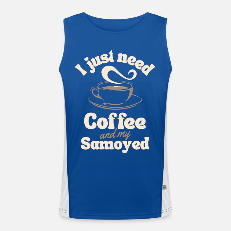 Coffee Samoyed lover Men's Functional Contrast Tank Top 