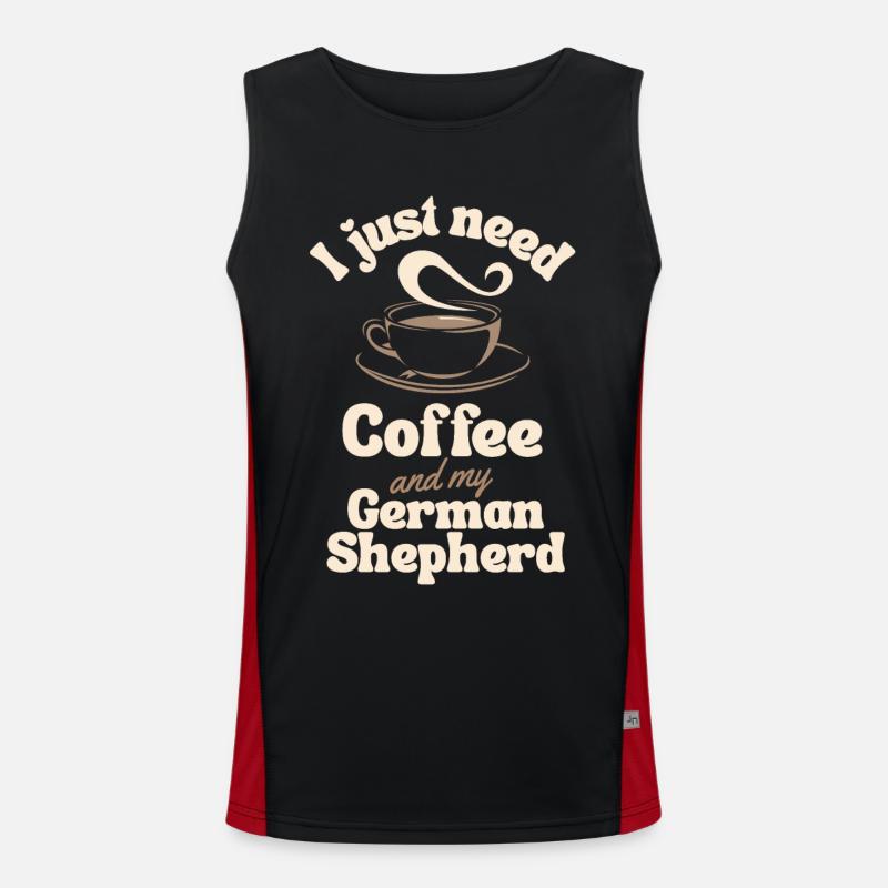 Coffee German-shepherd lover - Men's Functional Contrast Tank Top  - black/red