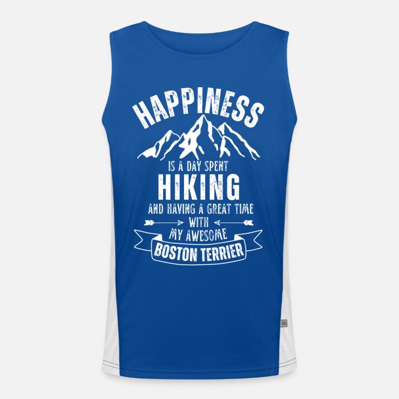 Hiking and Boston Terrier lover Men's Functional Contrast Tank Top 
