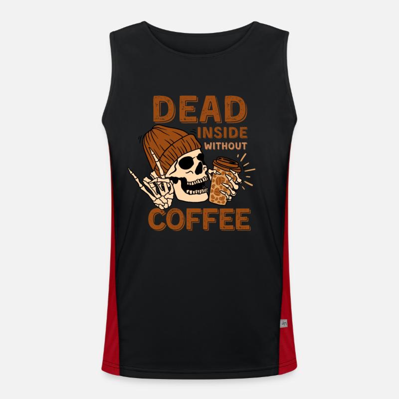 Dead inside without coffee - Men's Functional Contrast Tank Top  - black/red