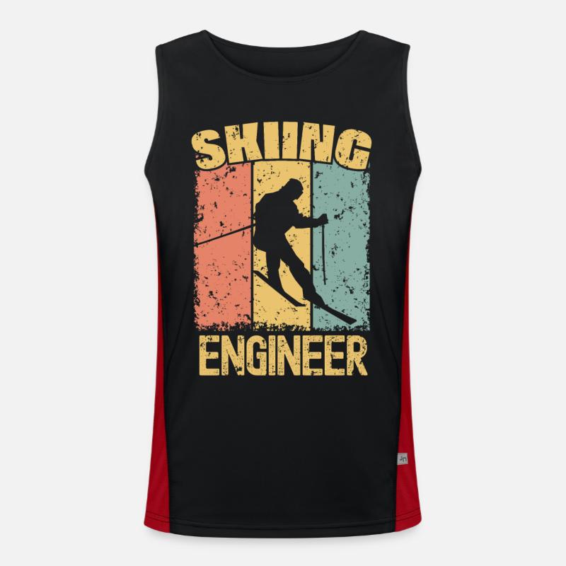Skiing Engineer retro - Men's Functional Contrast Tank Top  - black/red