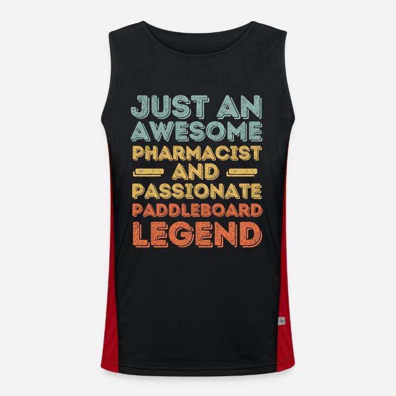 Pharmacist Paddleboard legend retro - Men's Functional Contrast Tank Top  - black/red