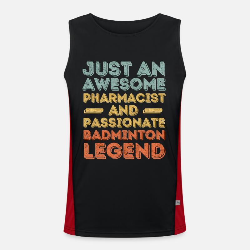 Pharmacist Badminton legend retro Men's Functional Contrast Tank Top 