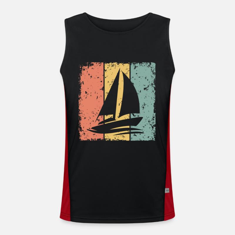 Sailing retro - Men's Functional Contrast Tank Top - black/red