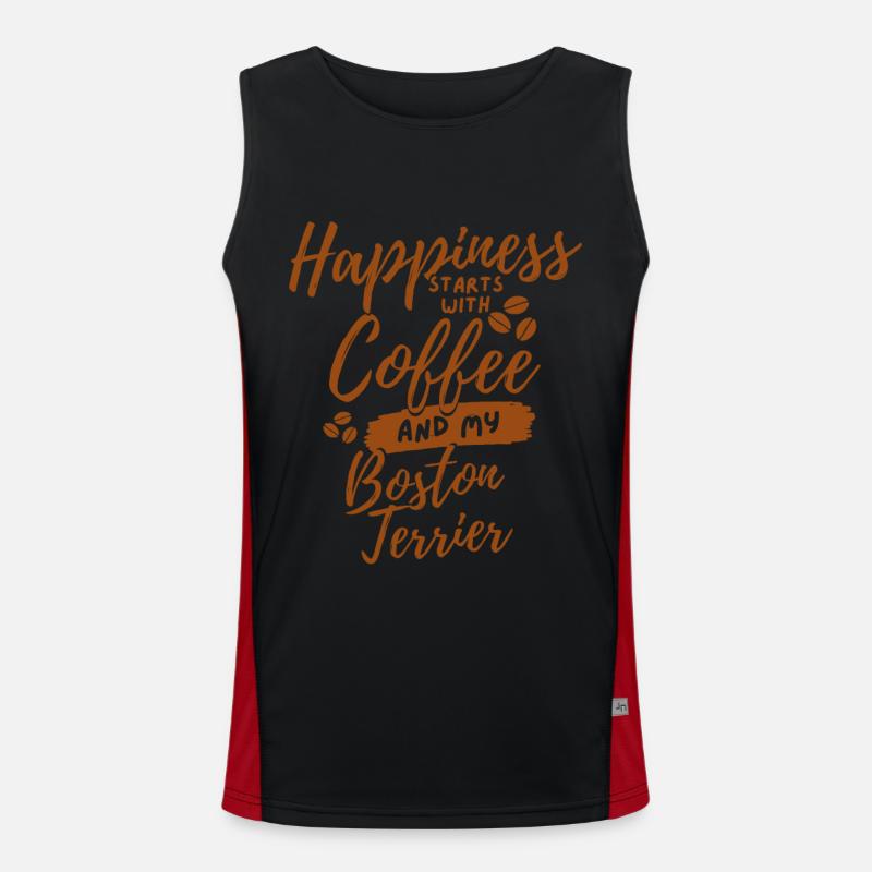 Kaffee Boston-Terrier Liebhaber Funktionelles Kontrast-Tank Top für Männer 