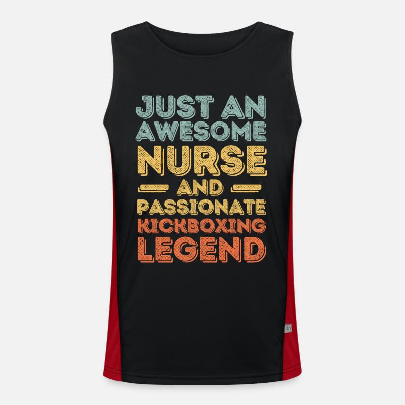 Nurse Kickboxing legend retro - Men's Functional Contrast Tank Top  - black/red