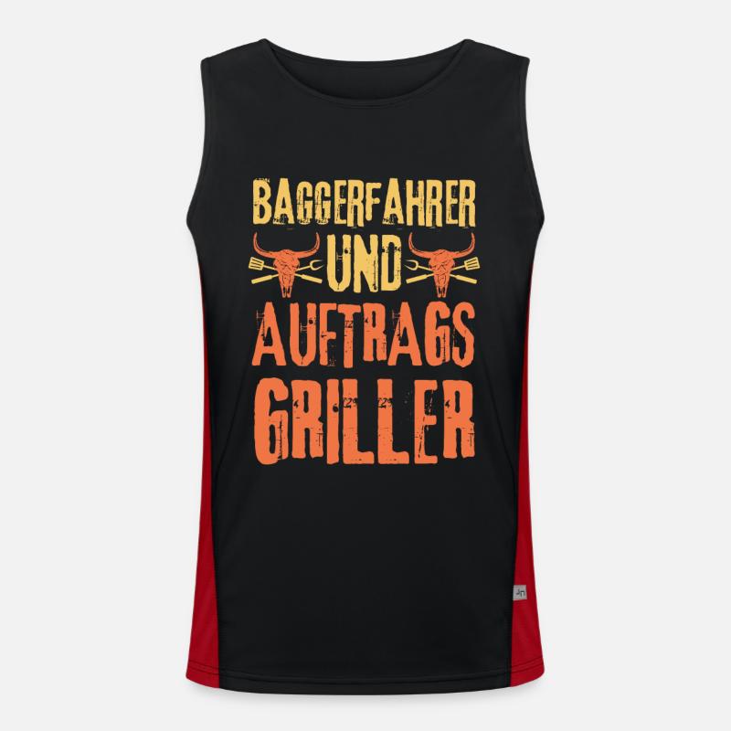 Baggerfahrer und Grillen Funktionelles Kontrast-Tank Top für Männer 