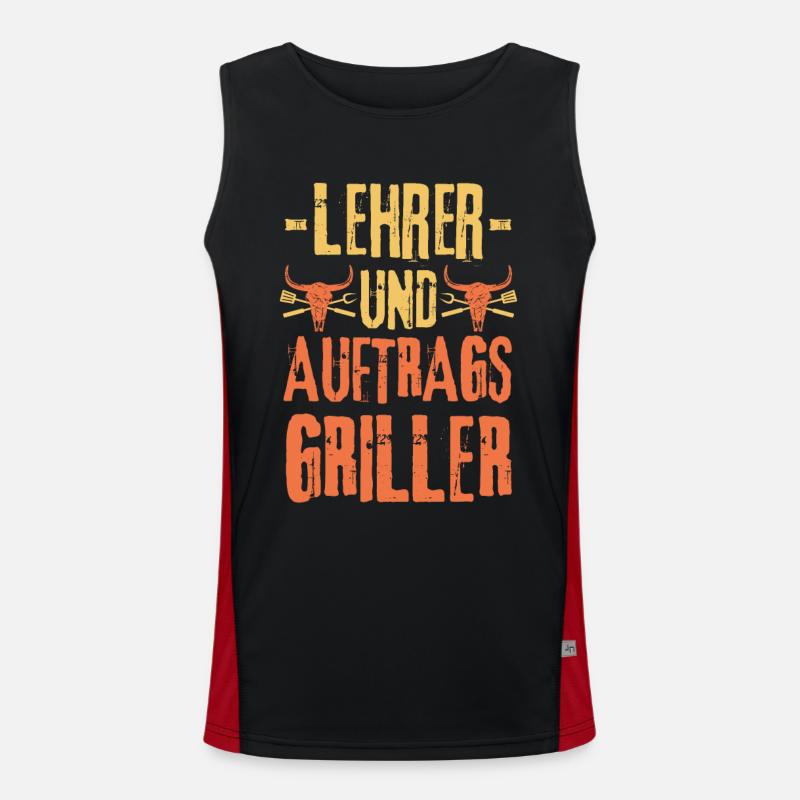 Lehrer und Grillen Funktionelles Kontrast-Tank Top für Männer 