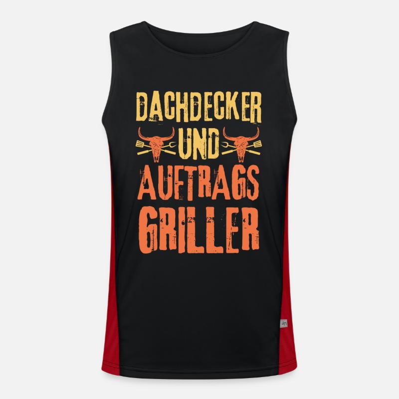 Dachdecker und Grillen Funktionelles Kontrast-Tank Top für Männer 