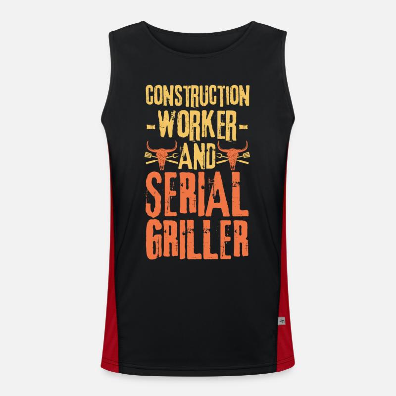 Construction-worker and Serial Griller Men's Functional Contrast Tank Top 