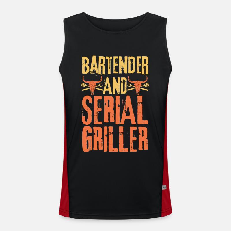 Bartender and Serial Griller Men's Functional Contrast Tank Top 